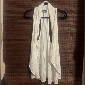 White Striped Sleeveless Cardigan